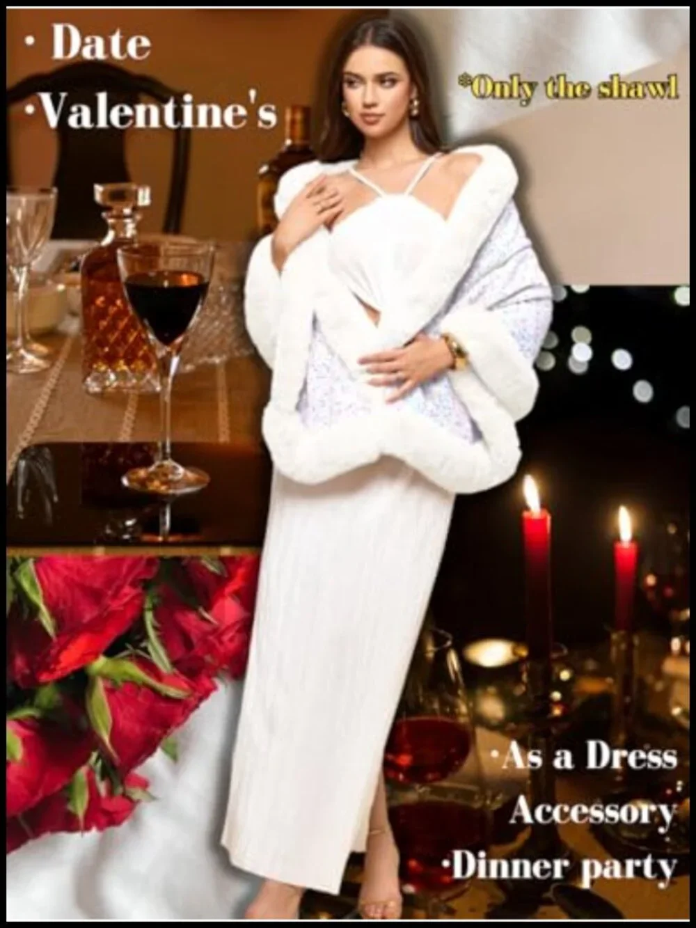 Luxury Sequin Faux Fur Shawl Wrap, Elegant Velvet Evening Cape, Winter Bridal